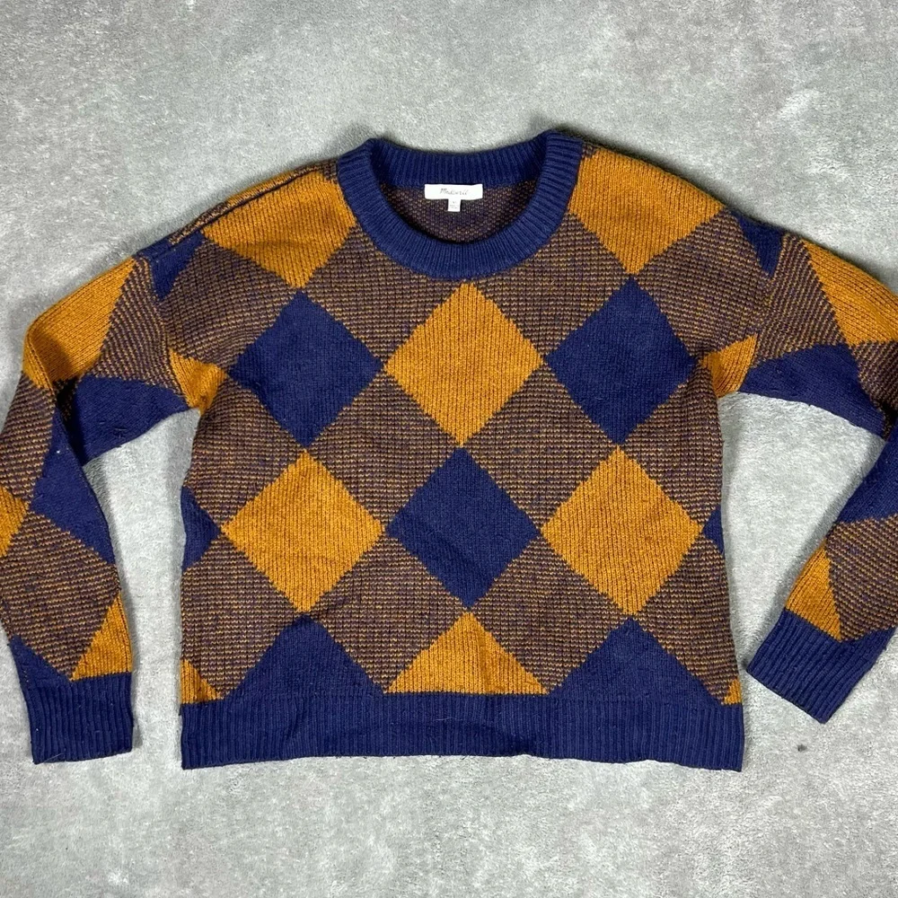 Madewell Sweater Womens XS Mullen Pullover Plaid Wool Preppy Cozy Academia
